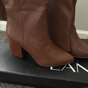 Lane Bryant Brown Heeled Boots with Block Heel